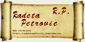 Radeta Petrović vizit kartica